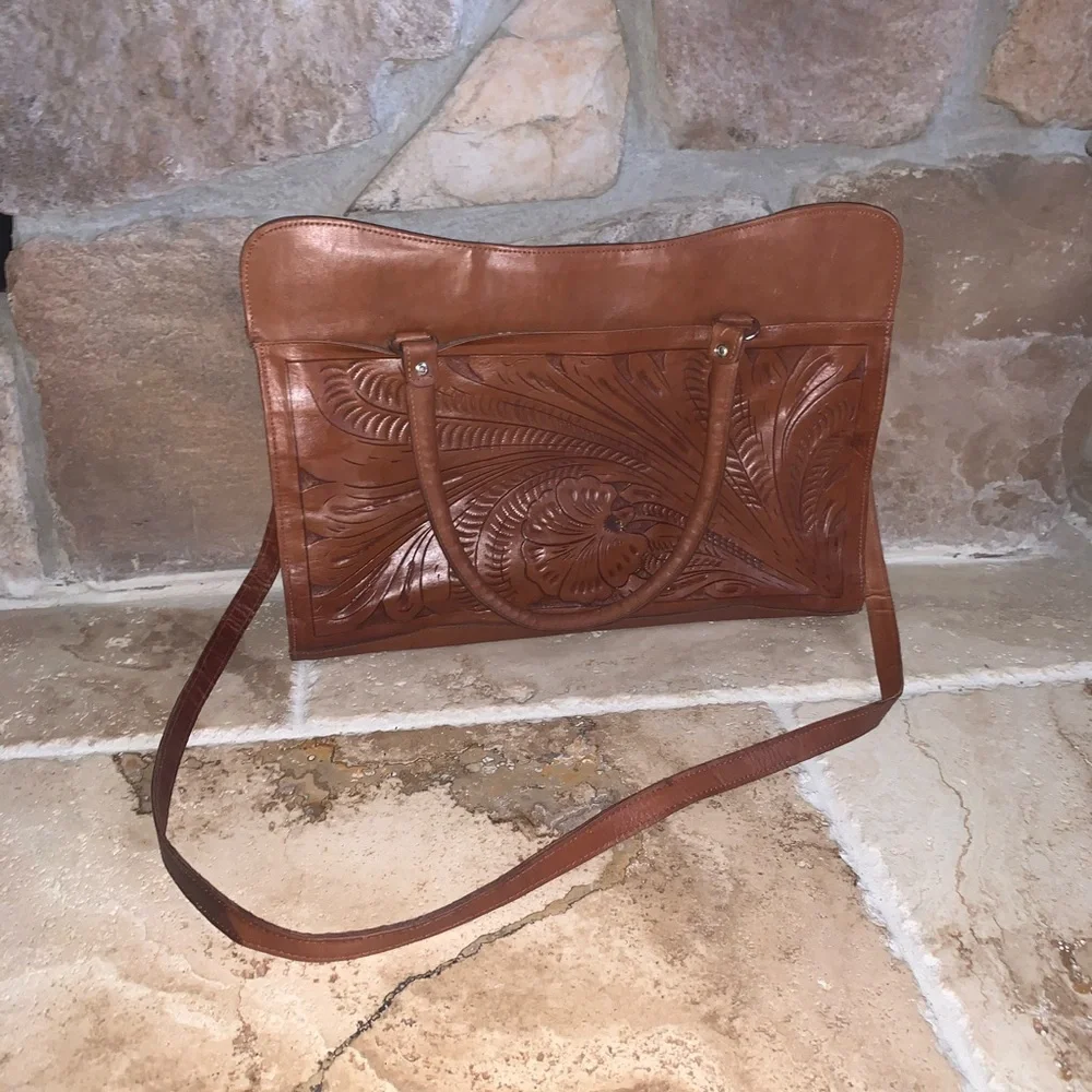 American West Brown Leather Shoulder Bag - Picture 2 of 10